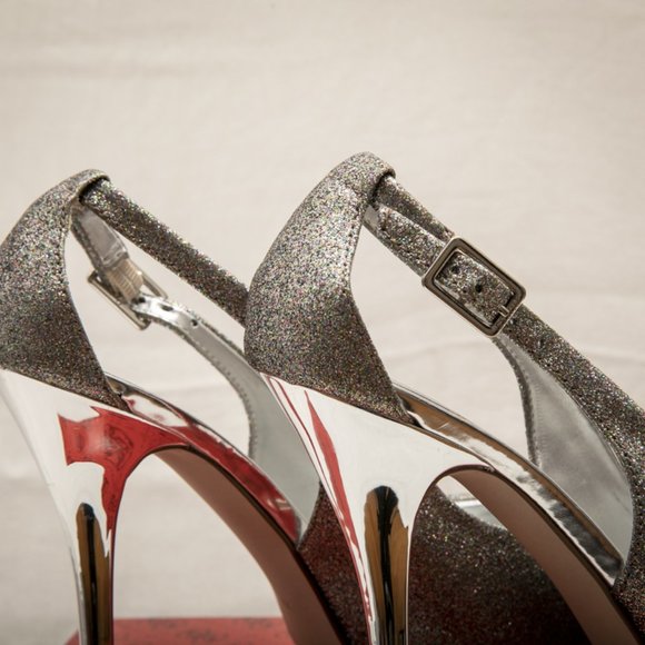 Guess Glitter Mulit-Color Sparkle Peep Toe Heels - Picture 5 of 6